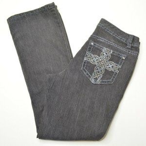 ND WEEKEND Size 6 P PETITE Womens NEW DIRECTIONS‎ Gray Black EMBELLISHED Jeans
